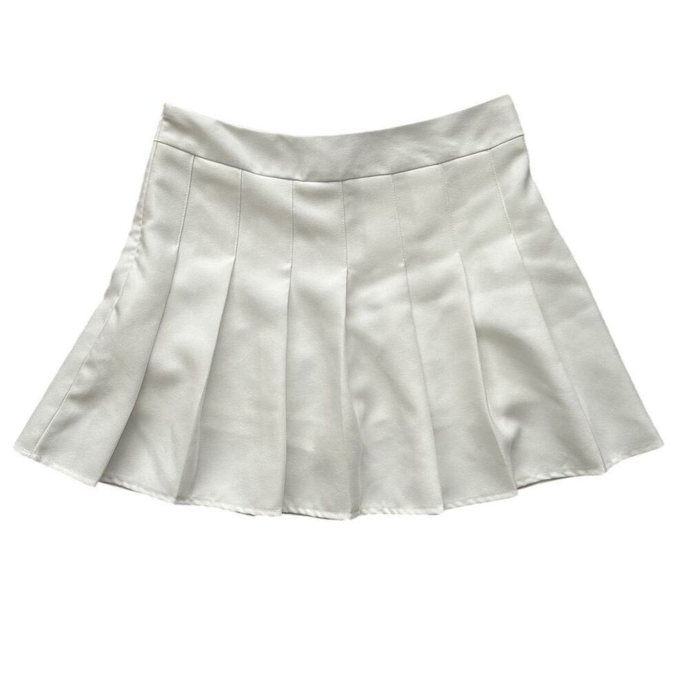 Fashion&byf Women's White Pleated Mini Skirt Size M High Waist Casual - Picture 1 of 7